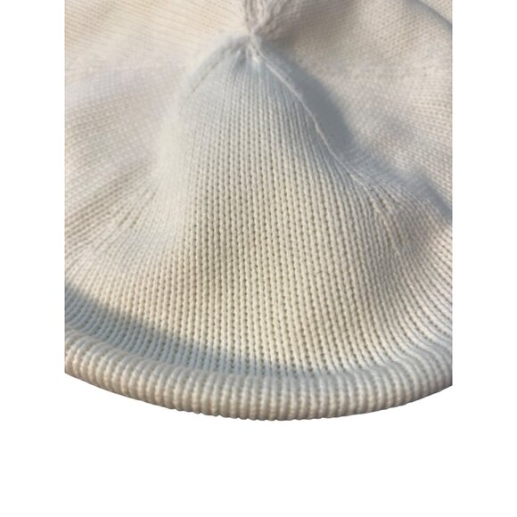 Michael Kors Cream Knit Beret Designer Accessory Gold Tone Logo One Size NWT - Picture 2 of 5